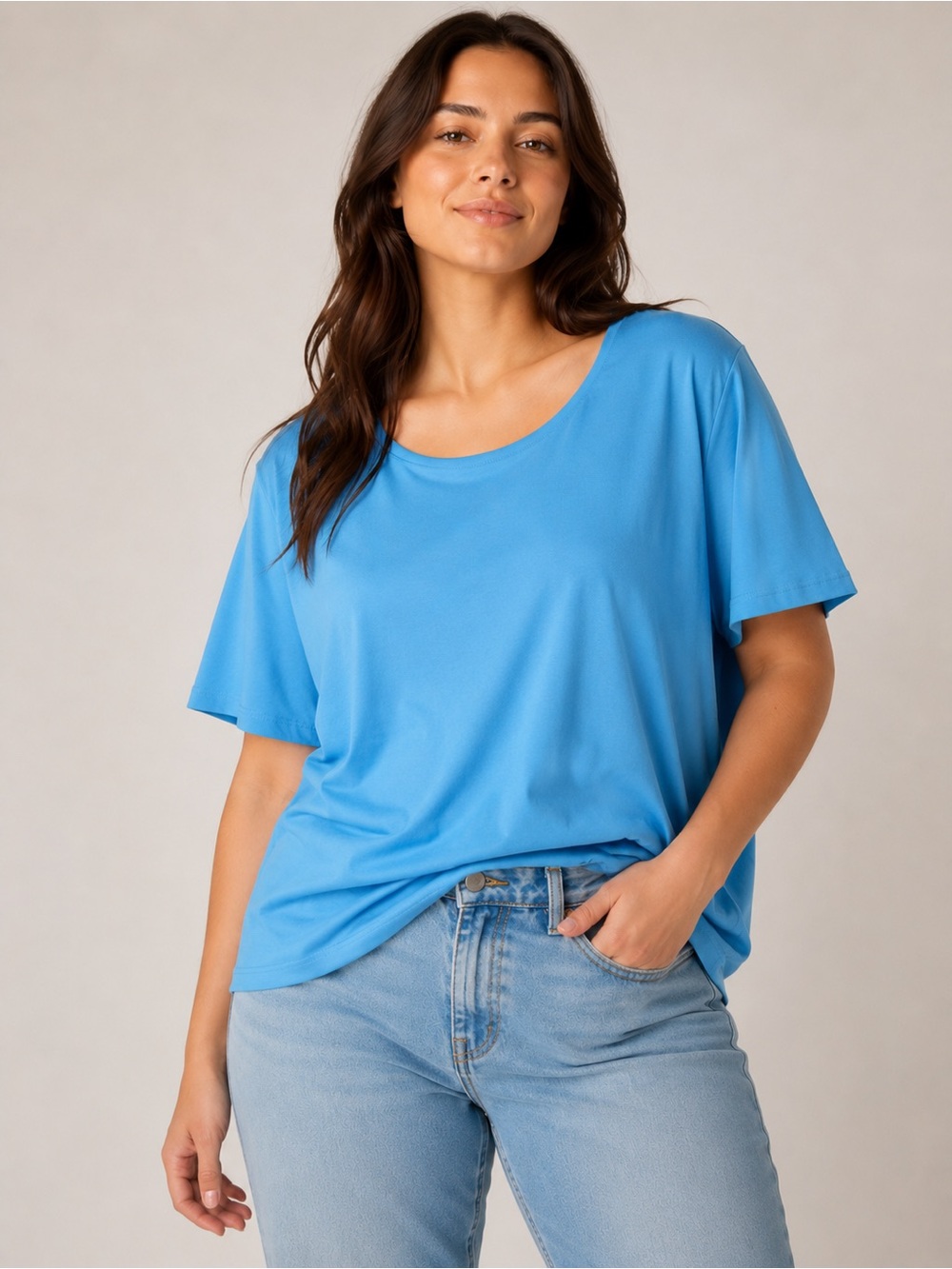 Calypso St. Barth Blue Organic Cotton T-Shirt Size 1X NWT